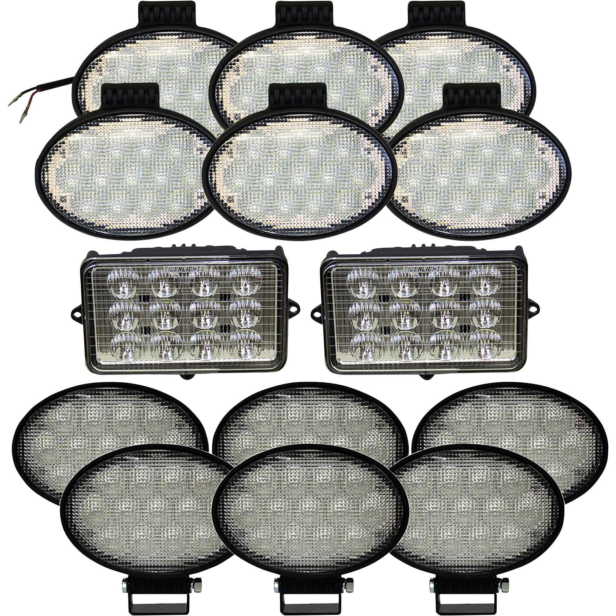 Tiger Lights Combine LED Light Kit - 14 Lights, 12/24V, Rectangle and Round, Model# JDKIT5